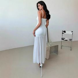 فستان نسائي طويل ضيق بدون اكمام