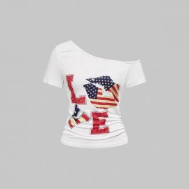 تيشيرتات بتصميم كتف واحد مثير وأكمام قصيرة