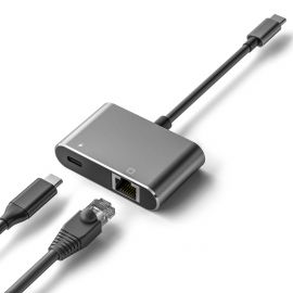 قاعدة توسيع جديدة خاصة من النوع C 2 في 1 إلى بطاقة شبكة RJ45 Gigabit + شحن سريع 3.0 PD