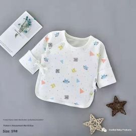 بلوزة اطفال حديثي الولاده قطنية برباط جانبي