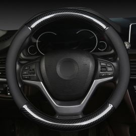 غطاء عجلة قيادة عالمي من ألياف الكربون والجلود غير قابل للانزلاق ومقاوم للتآكل ونمط