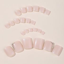 أظافر باديكير صلبة مع حواف من أحجار الراين - 12 قطعة