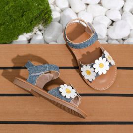 حذاء بناتي مفتوح بنقوش عباد الشمس