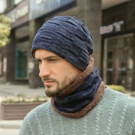 طقم قبعة مع وشاح رقبة مخملي للجنسين