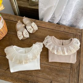 فنيلة مكممة وبياقة من الدانتيل القطن الخالص للفتيات 