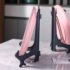 حامل بلاستيكي أسود قابل للطي للأطباق والصحون / قطعتين