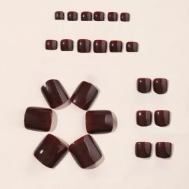 طقم أظافر باديكير بلون موحّد ولمعة فاخرة – 24 قطعة