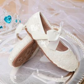 حذاء بناتي مسطح ومزين بالترتر للفتيات الصغيرات 