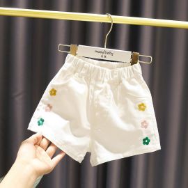 شورت قصير مزين بالزهور بشكل جانبي للفتيات