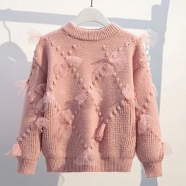 بلوزة شتوية بخامة سميكة وجودة عالية تمنح طفلتك الدفء والأناقة معًا للفتيات