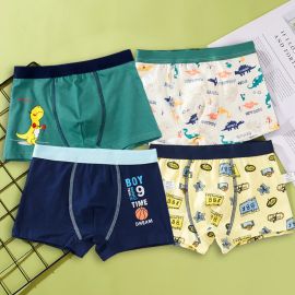 ملابس داخلية قطنية ناعمة وتصاميم كرتونية ممتعة للأطفال / 4 قطع