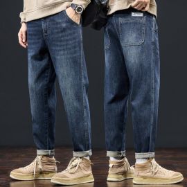 بنطال جينز قطني بقصة ونمط كلاسيكي للرجال 