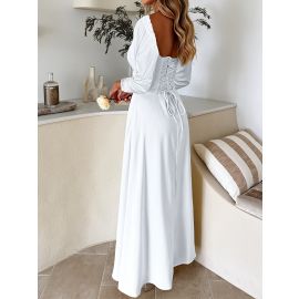 فستان نسائي طويل باكمام طويله