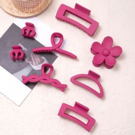 مشابك شعر بأشكال وأحجام مختلفة بلون زهري جذاب للنساء