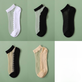 جوارب صيفية نسائية قصيرة قطنية رقيقة