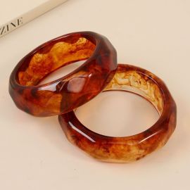 سوار دائري من الراتنج الشفاف بتصميم هندسي أنثوي قطعتين