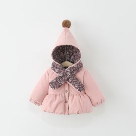 معطف شتوي للأطفال مع وشاح قطني