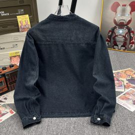 جاكيت جينز بسيط بأكمام وياقة عالية للرجال