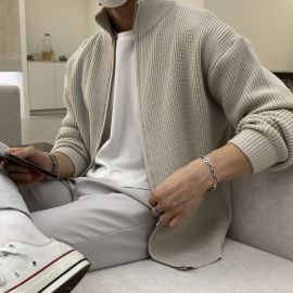 سترة كارديجان محبوكة عصرية للخريف للرجال سترة فضفاضة بسستة