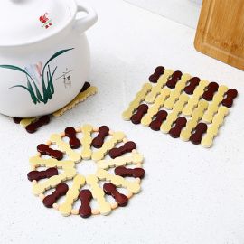 قاعدة أوعية عازل للحرارة من خشب الخيزران الطبيعي  / 2 قطع