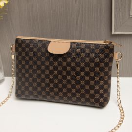 حقيبة كتف للنساء بحزام ذهبي ناعم الملمس، حقيبة كوبي بالوان مميزه جلدية