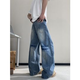 بنطال جينز فضفاض وانيق أزرق اللون للرجال 