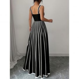 فستان نسائي طويل مخطط