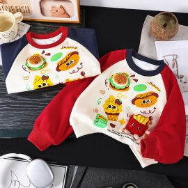 فنيلة بأكمام وياقة دائرية بنمط كارتوني للأطفال 