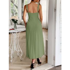 فستان نسائي ميدي بدون اكمام موديل مخطط