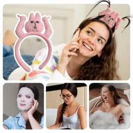طوق شعر أرنب مضحك وردي اللون