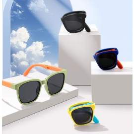 نظارات شمسية للأطفال صيفية واقية مضادة للأشعة فوق البنفسجية، نظارات بلونين قابلة للطي مرنه للغاية