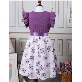 فستان لطيف بناتي مطبوع عليه زهور على شكل فيونكة