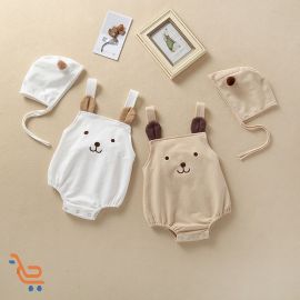 رومبيـــر قطــني بطبـــعة الــدب للأطفـــال مــن قطعتــن 