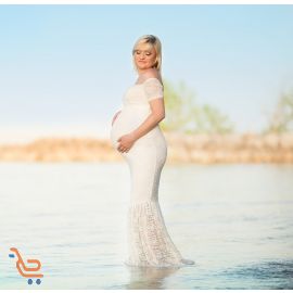  فستان بتفاصيل دانتيل جميل للامهات الحوامل