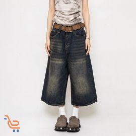 بنطلون جينز نسائي صيفي فضفاض بتصميم عتيق