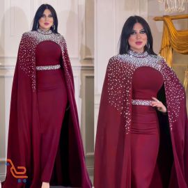 رداء نسائي مكون من قطعتين ثقيل بتطريزة خرز