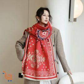 وشاح المرأة الخريف والشتاء شال دافئ على الوجهين اللون