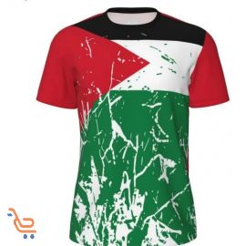 تي شيرت كاجوال مخصص للرجال بعلم فلسطين