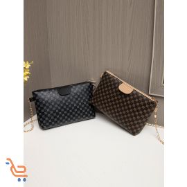 حقيبة كتف للنساء بحزام ذهبي ناعم الملمس، حقيبة كوبي بالوان مميزه جلدية