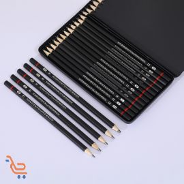  2H-8B مجموعة أقلام بصندوق حديدي مكون من 12 قلم 