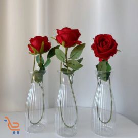 مزهرية بالورد بلاستيكية شفافة مضادة للسقوط 