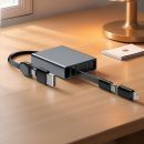 كابل بيانات مربع من سبيكة معدنية سحبة واحدة 4 في 1 يدعم الشحن السريع حتى 60 واط