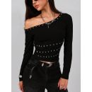 بلوزه نسائي سودا كاجوال باكمام طويله