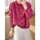 كارديجان فاخر ناعم ومريح بأزرار أمامية ملونة للسيدات