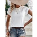 تيشيرت نسائي ابيض برقبة دائرية