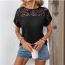 تيشيرت نسائي صيفي مزين بالدانتيل