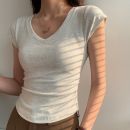 تيشرت قطن نسائي بلون موحد