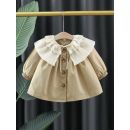 معطف بناتي فضفاض بازرار اماميه من القطن