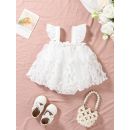 فستان بدعّامة رومبير من القطن الخالص للفتيات حديثي الولادة