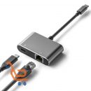 قاعدة توسيع جديدة خاصة من النوع C 2 في 1 إلى بطاقة شبكة RJ45 Gigabit + شحن سريع 3.0 PD